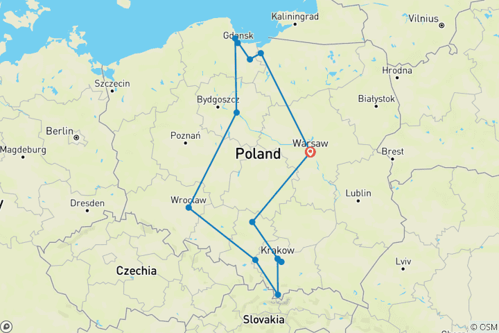 Map of Grand Tour of Poland