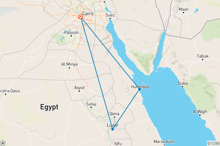 Map of The Nile and Red Sea Sightseeing