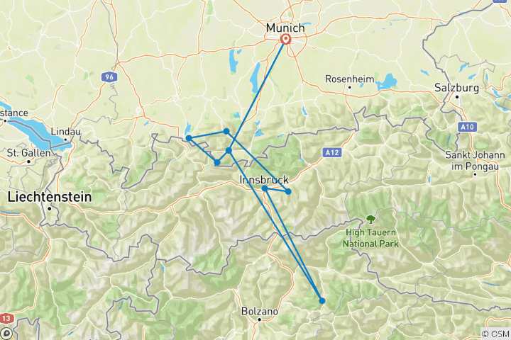 Carte du circuit Trek à ski dans les trois pays