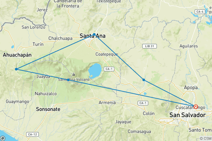 Carte du circuit Autour du Salvador 6 jours