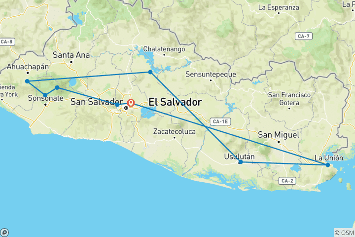 Map of El Salvador Complete 10 days