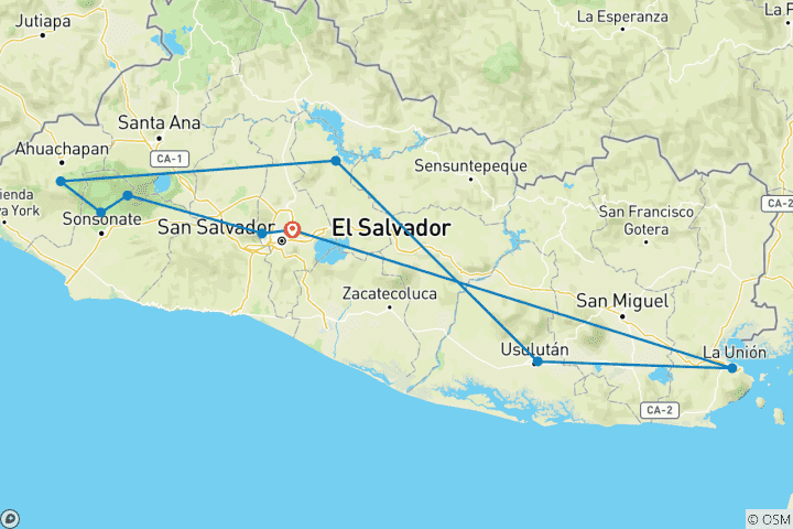 Map of El Salvador Complete 10 days