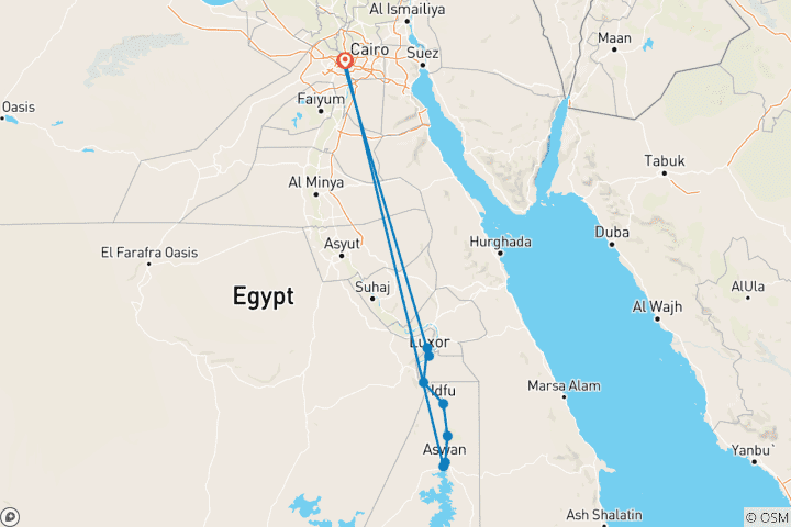 Carte du circuit Croisière des Pharaons sur le Nil - Vols aller-retour inclus