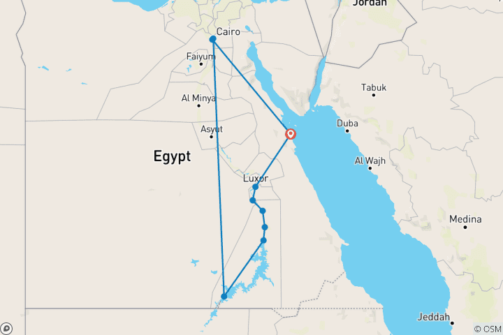 Map of Luxurious Egypt (5* Nile cruise/ hurghadal all inclusive )with  domestic flight