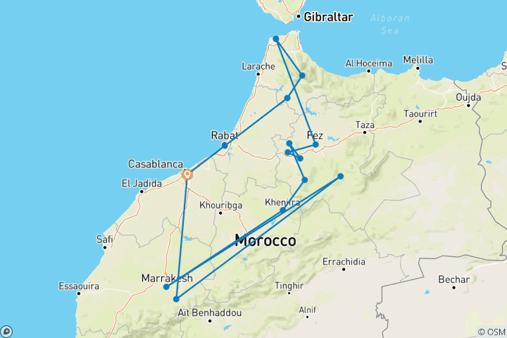 Map of Morocco Rif Mountains hiking