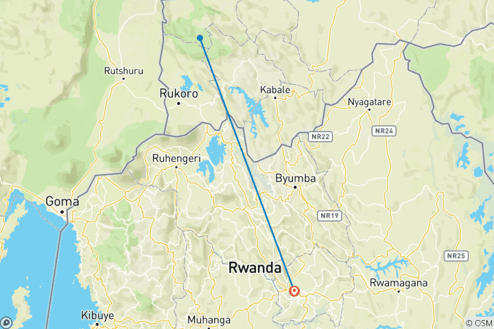 Karte von Uganda Gorilla Trek Budget Safari über Kigali (3 Tage)