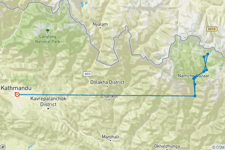 Map of Lobuche Peak With  Everest Base Camp Trek