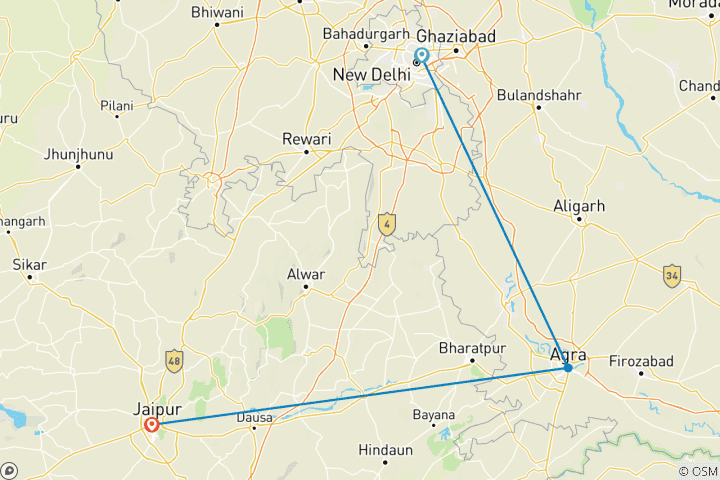 Carte du circuit Triangle d'or indien 5 étoiles