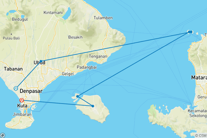 Carte du circuit Bali Bucket List - Circuit original de 10 jours