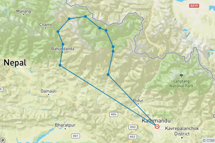 Map of Manaslu Trek for 2024 /2025