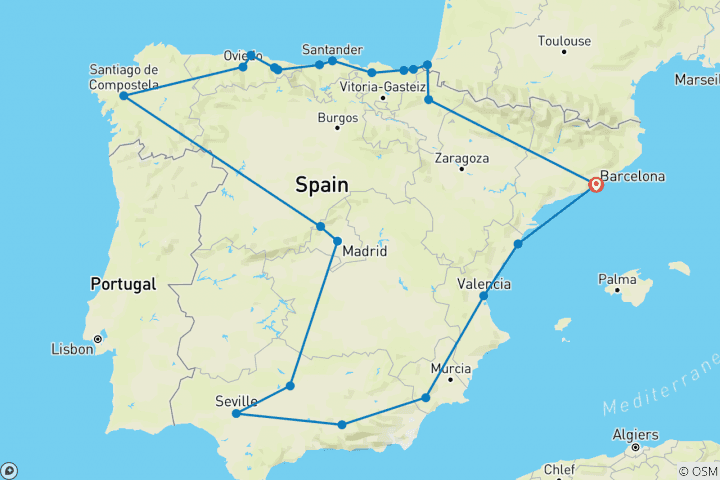 Map of Spanish Heritage (Classic, End Barcelona, 18 Days)