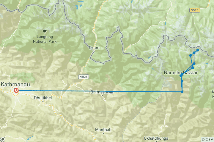 Map of Everest Base Camp Luxury Lodge Trek