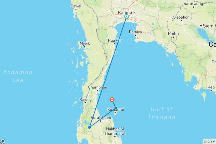 Carte du circuit Introduction à la Thaïlande + plongée