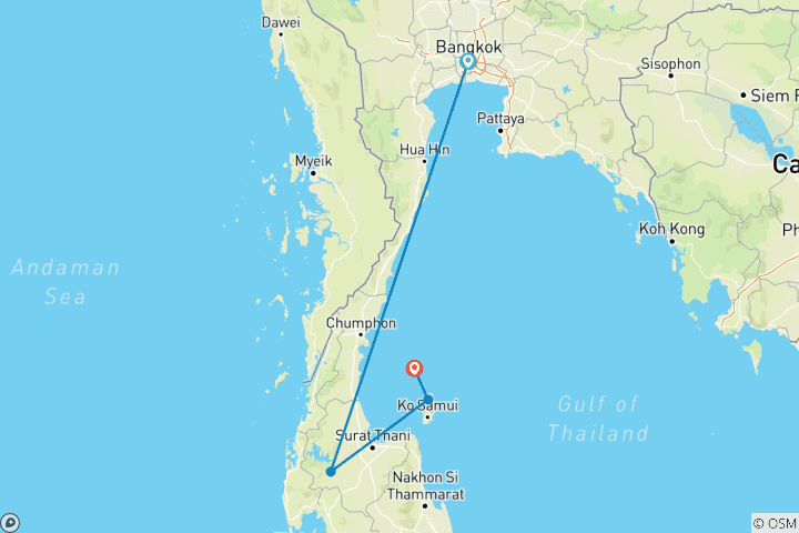 Carte du circuit Introduction à la Thaïlande + plongée