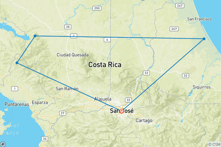 Carte du circuit Costa Rica Eco Essential