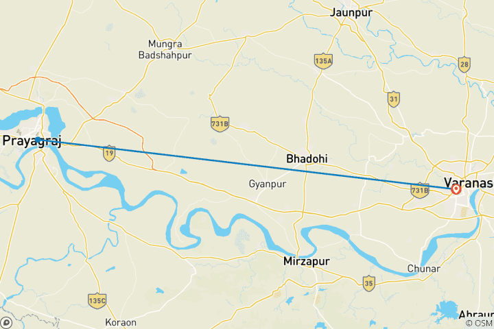 Map of The Kumbh Mela in Allahabad, India in 2025