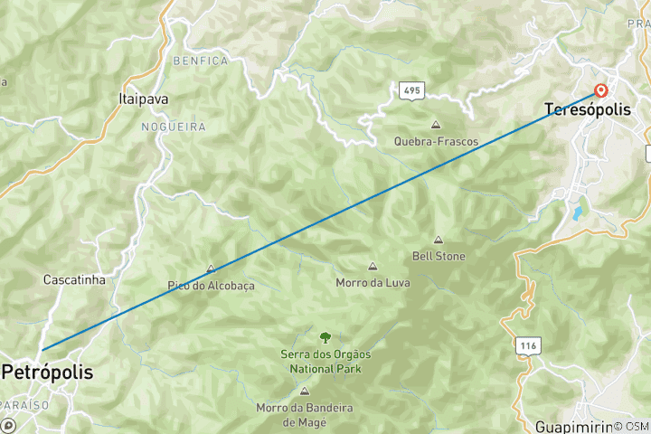 Carte du circuit Trekking Petrópolis x Teresópolis - La plus belle traversée du Brésil