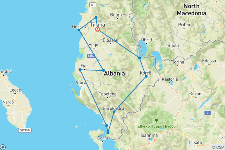 Carte du circuit Circuit classique en Albanie