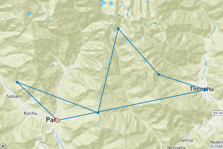 Map of Bhutan Druk Path Trek