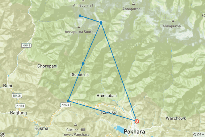 Carte du circuit Trek du camp de base de l'Annapurna - Original