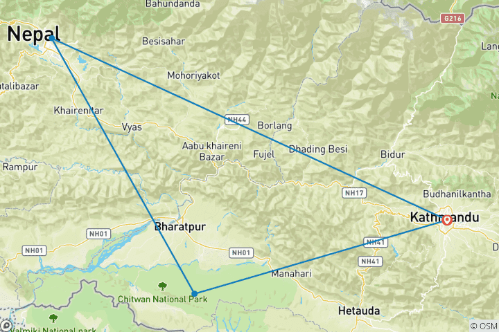 Kaart van Nepal Gouden Driehoek: Nepal Ontdekken