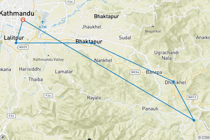 Mapa de Excursionismo por Nepal en 5 días