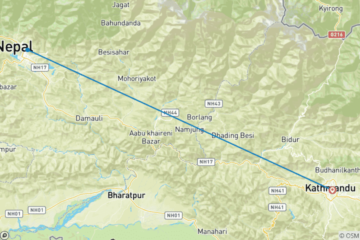 Map of 7 Days Nepal Mountain Tour