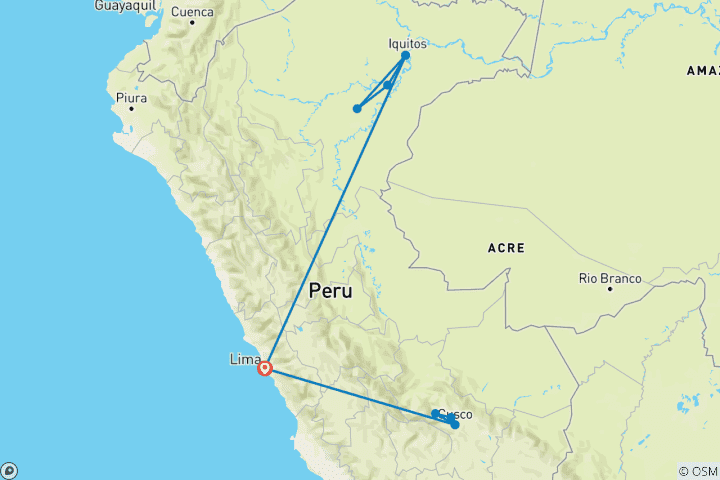 Carte du circuit De l'empire inca à l'Amazonie péruvienne 2024