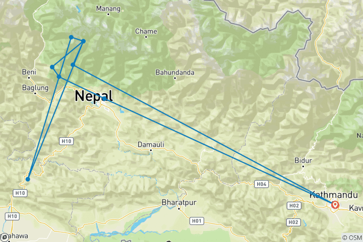 Map of Annapurna Base Camp Trek