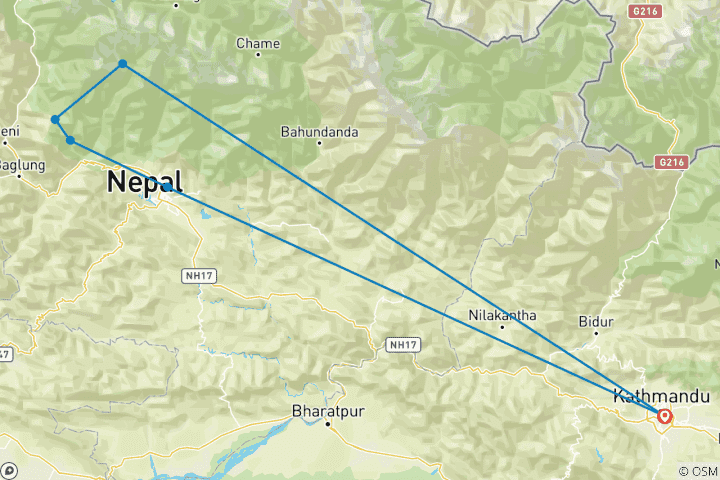 Kaart van Ghorepani Poon Hill trek