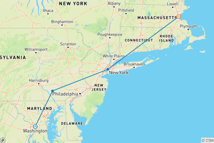 Karte von Washington, NY und Boston