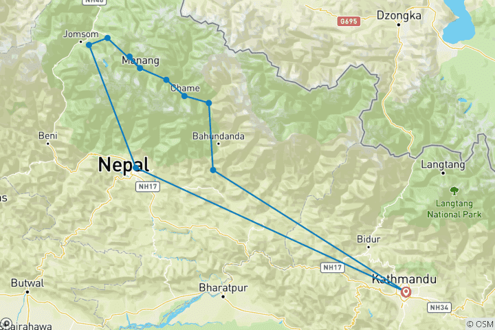 Carte du circuit Explorateur de l'Annapurna