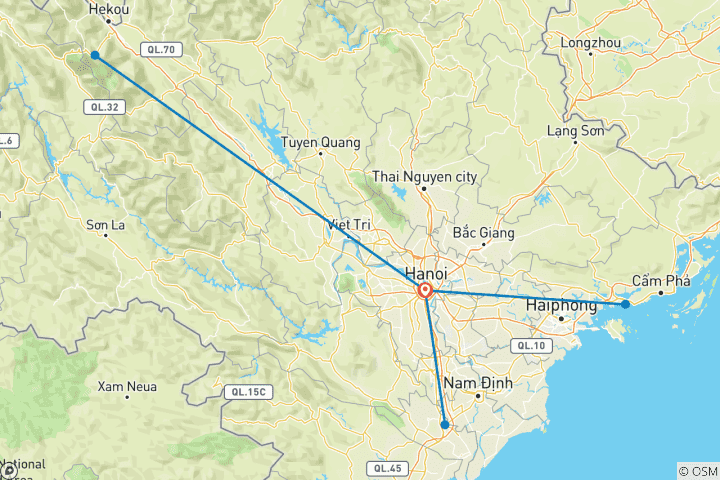 Carte du circuit Sept jours pour découvrir le vrai charme du nord du Vietnam