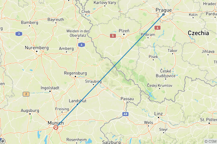 Carte du circuit Prague et Munich Oktoberfest