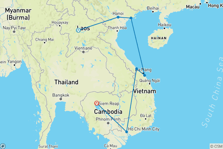 Map of Panoma Indochina 14days/13nights