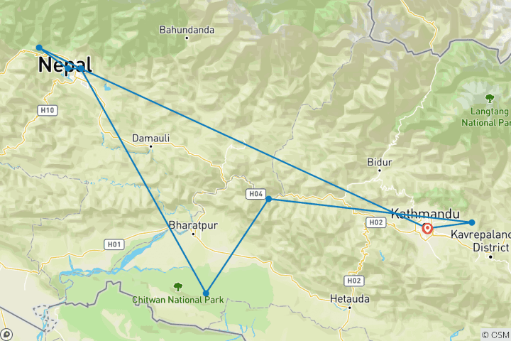 Map of Explore Nepal Tours 11 Days