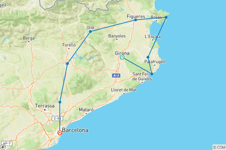 Mapa de ¡En bicicleta por la costa Brava de Cataluña Plus! Barcelona