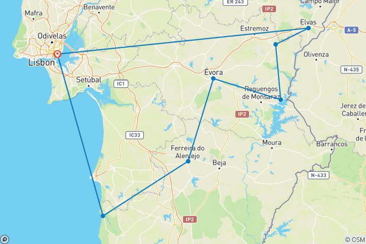 Carte du circuit Traverser le Portugal à vélo