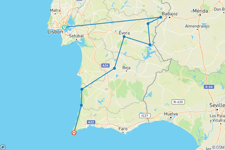 Carte du circuit Traversez le Portugal à vélo et profitez de la côte