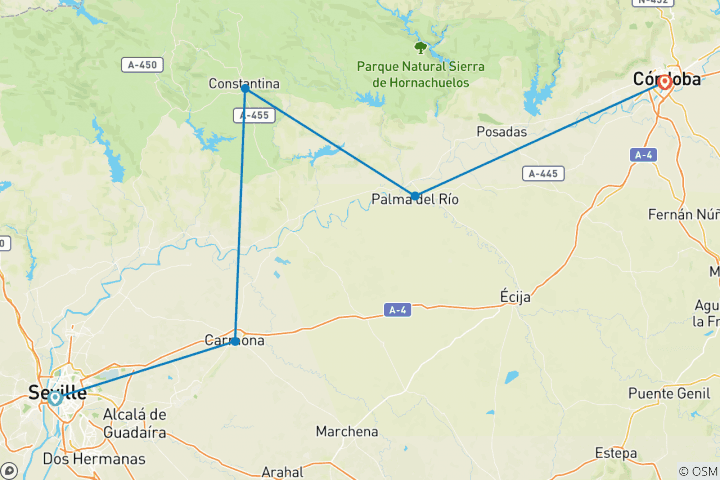 Mapa de Andalucía en bici: De Sevilla a Córdoba en 7 días