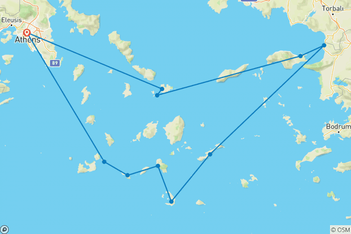 Karte von Die Inseln von Griechenland und der Türkei - Kreuzfahrt