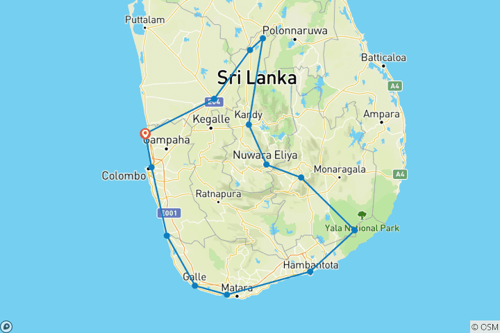 Karte von Einmaliges Erlebnis auf Sri Lanka