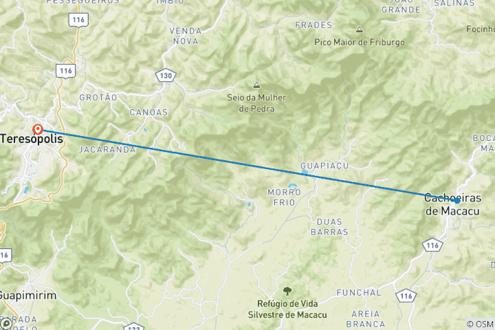 Carte du circuit Vallée des Dieux - Trekking dans le Parc des Trois Pics - 03 jours - Rio de Janeiro - Brésil