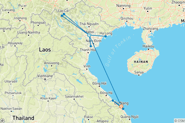 Mapa de Atravesando Vietnam 11 días /10 noches