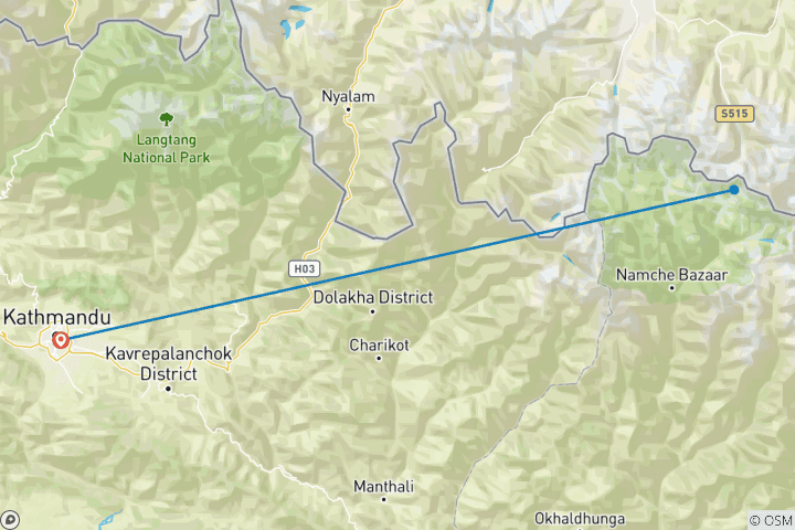 Map of Everest Mountain Flight