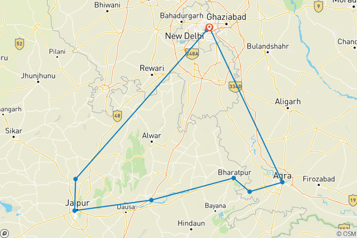 Map of Golden Triangle Tour