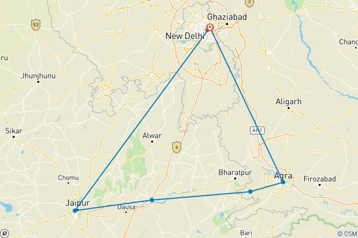 Karte von Raj to Taj & Beyond - Goldenes Dreieck mit Fatehpur Sikri und Abhaneri Step Well !!