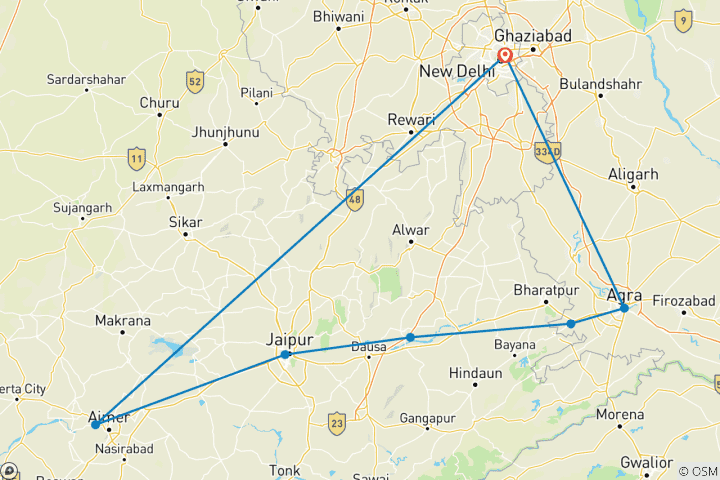 Carte du circuit Explorer la tradition : La foire de Pushkar et l'aventure du Triangle d'Or !