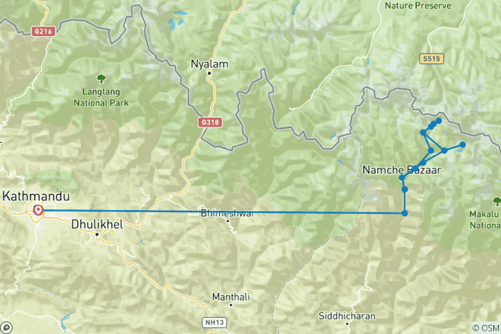 Mapa de Increíble excursión al campamento base del Everest con ascensión al pico de la isla