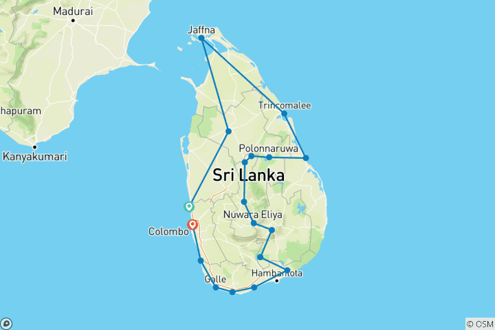 Kaart van Verken Sri Lanka – alle eilanden